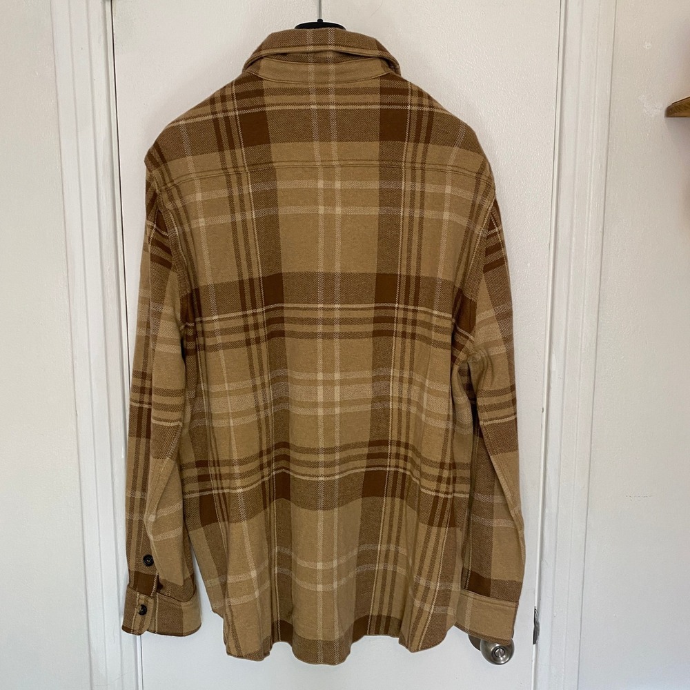 Ralph Lauren Purple Label Plaid Knit Cashmere Overshirt Mens XXL Tan Brown NWOT - Picture 4 of 9
